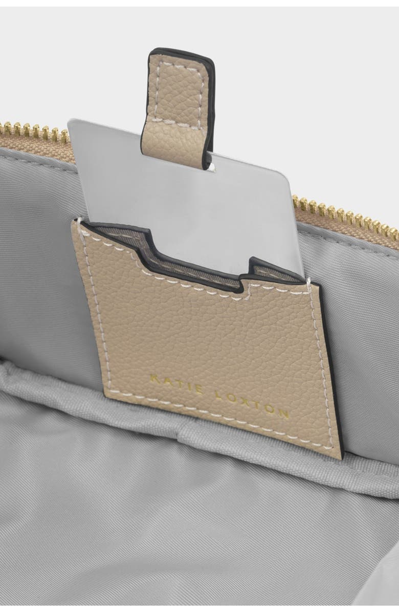 Katie Loxton Fold-Out Mirror Makeup Bag in Light Taupe, Alternate, color, Light Taupe