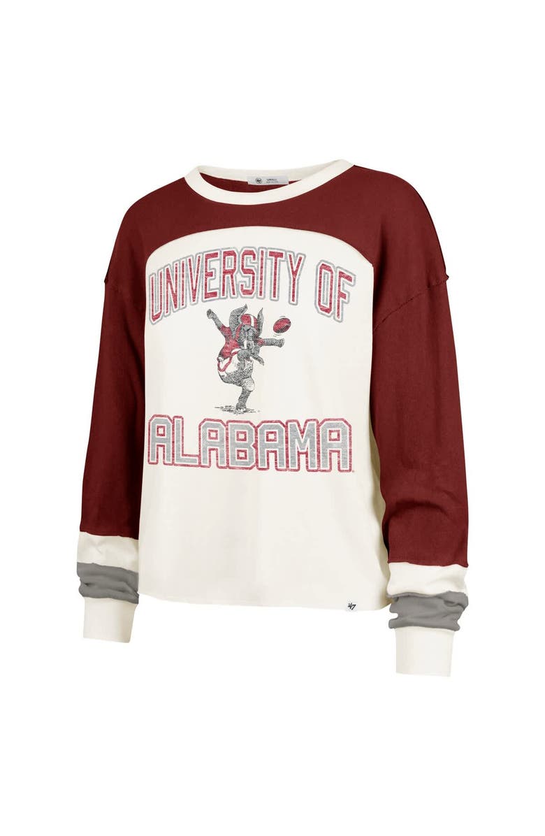 '47 Women's '47 Cream Alabama Crimson Tide Double Header Curve Raglan Long Sleeve T-Shirt, Alternate, color, Cream