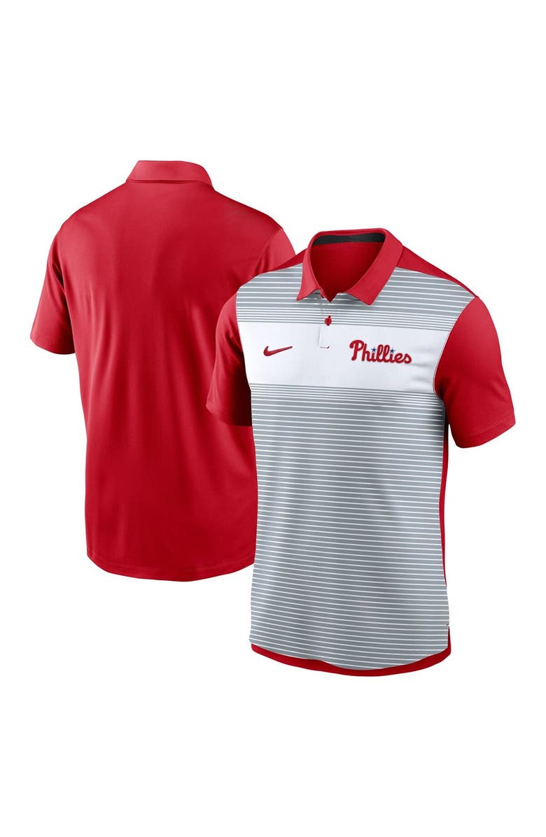 Nike Men's Nike White/Red Philadelphia Phillies Vapor Striped Performance Polo, Alternate, color, White