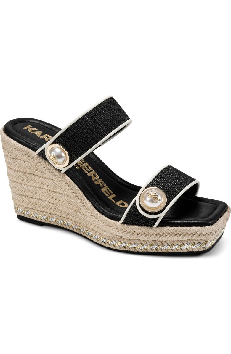 KARL LAGERFELD PARIS Carsen Double Band Espadrille Sandal, Main, color, Black/ Cream