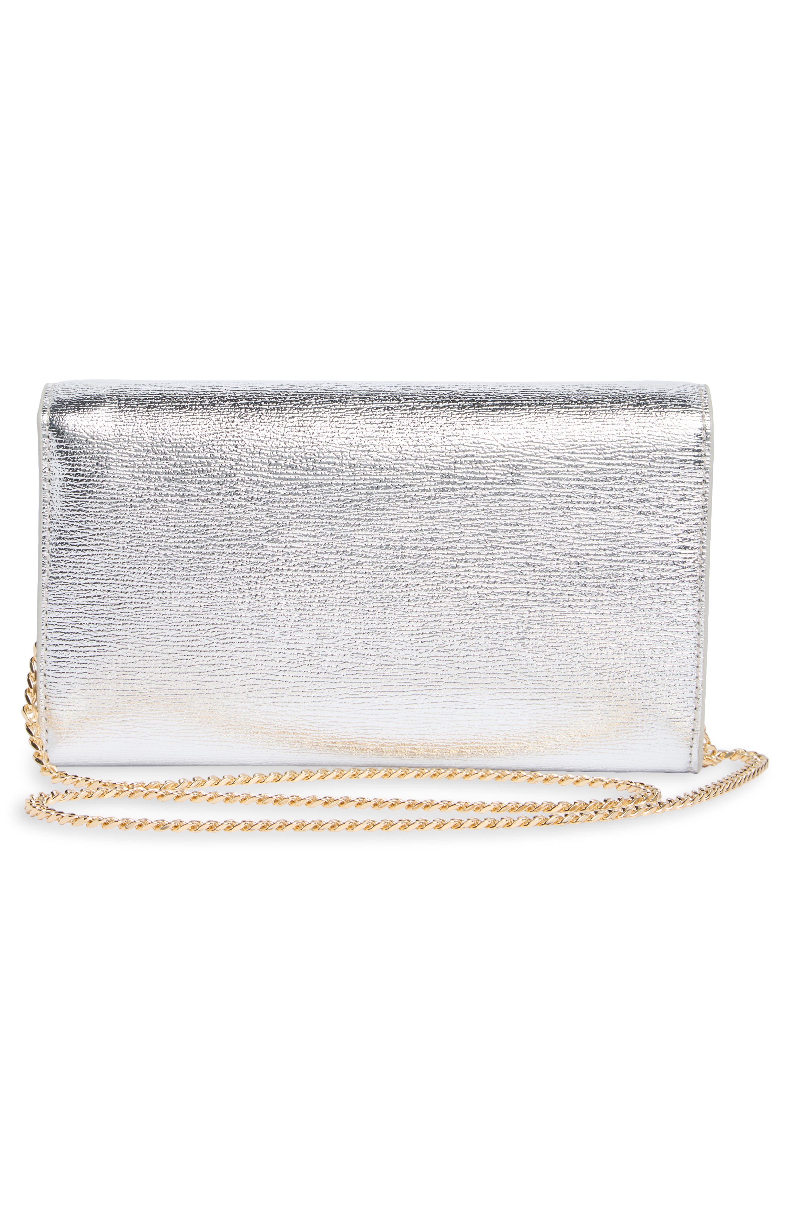 Luna Metallic Leather Crossbody Bag, Alternate, color, SILVER