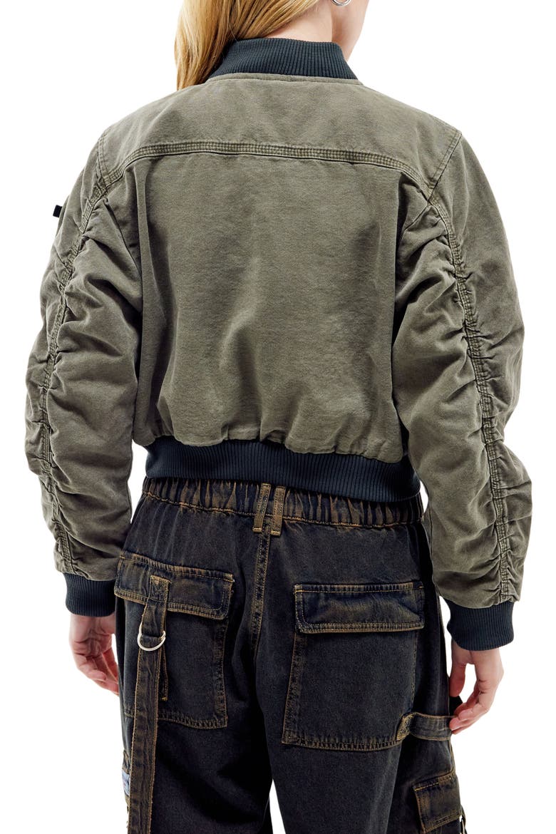 Zip Pocket Canvas Bomber Jacket, Alternate, color, KHAKI