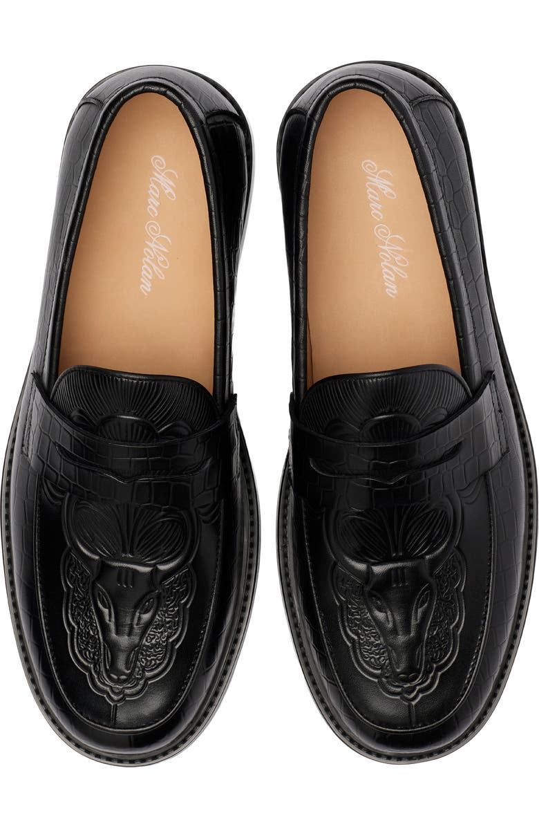 MARC NOLAN Calum Embossed Penny Loafer, Alternate, color, Black Bull