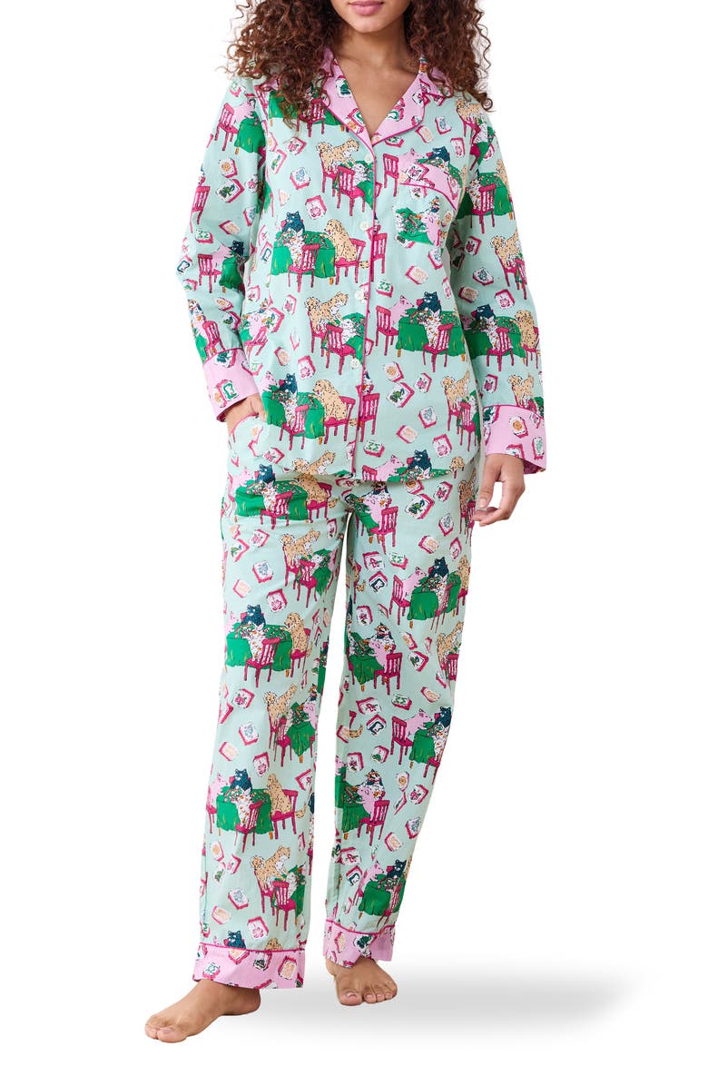 Printfresh Long Sleeve Organic Cotton Pajamas Set, Main, color, Pale Jade