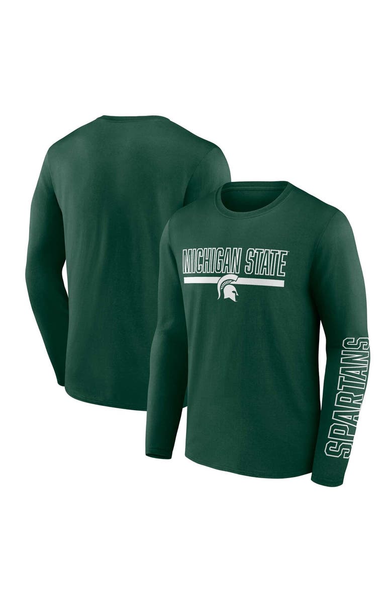 PROFILE Men's Profile Green Michigan State Spartans Big & Tall Two-Hit Graphic Long Sleeve T-Shirt, Alternate, color, Green