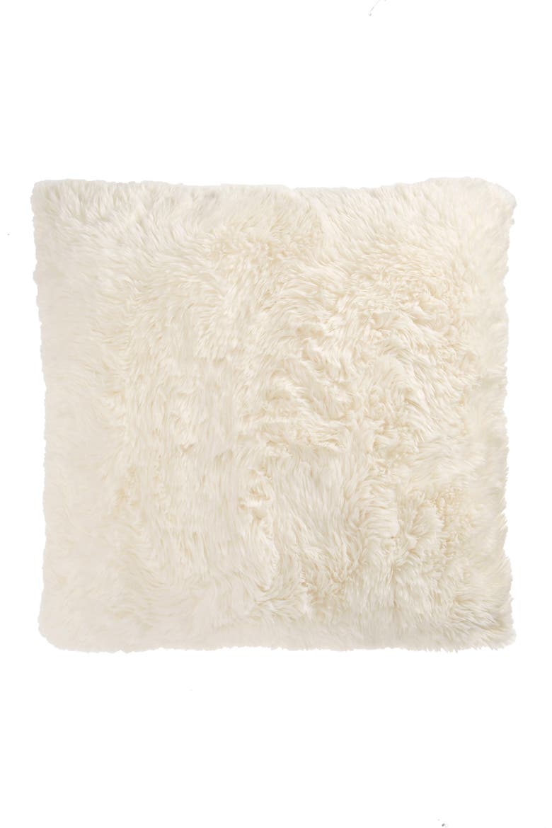 Shaggy Faux Fur Accent Pillow, Main, color, IVORY