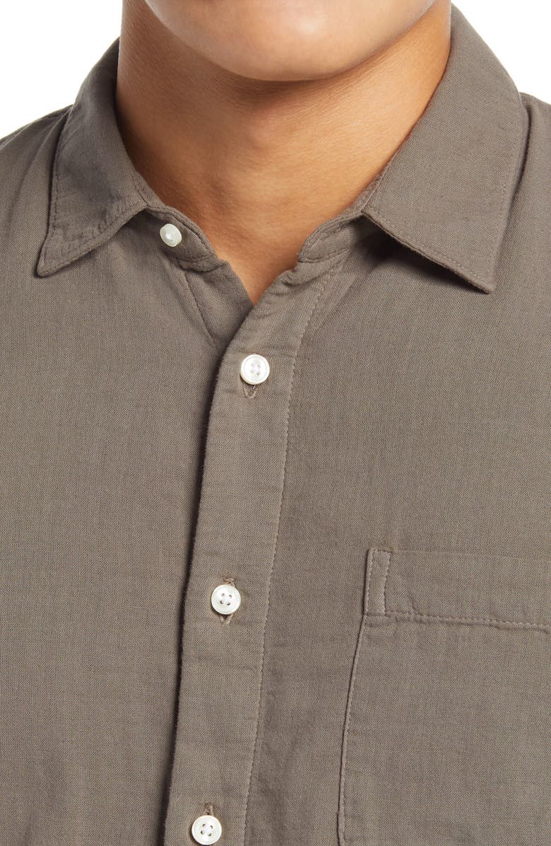 HIROSHI KATO Slim Fit Double Gauze Organic Cotton Button-Up Shirt, Alternate, color, Charcoal