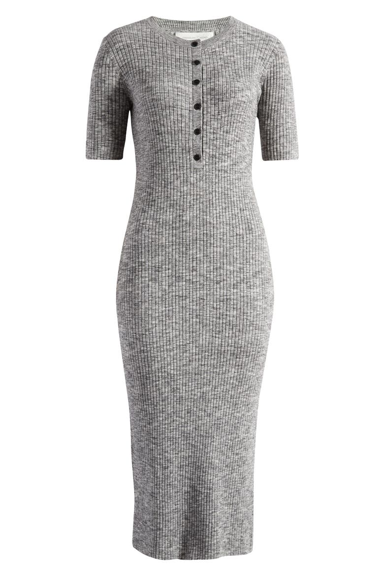 Rib Henley Midi Dress, Alternate, color, GREY SPACE DYE