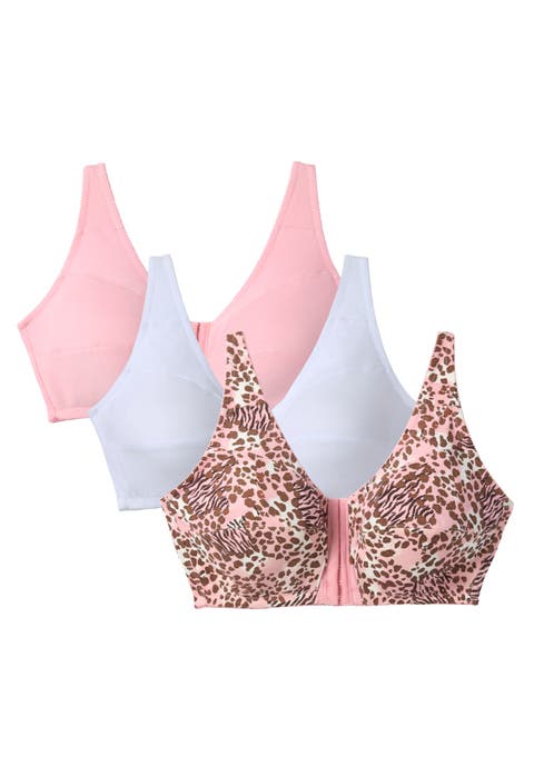 3 Pack Front Close Cotton Wireless Bra (plus)