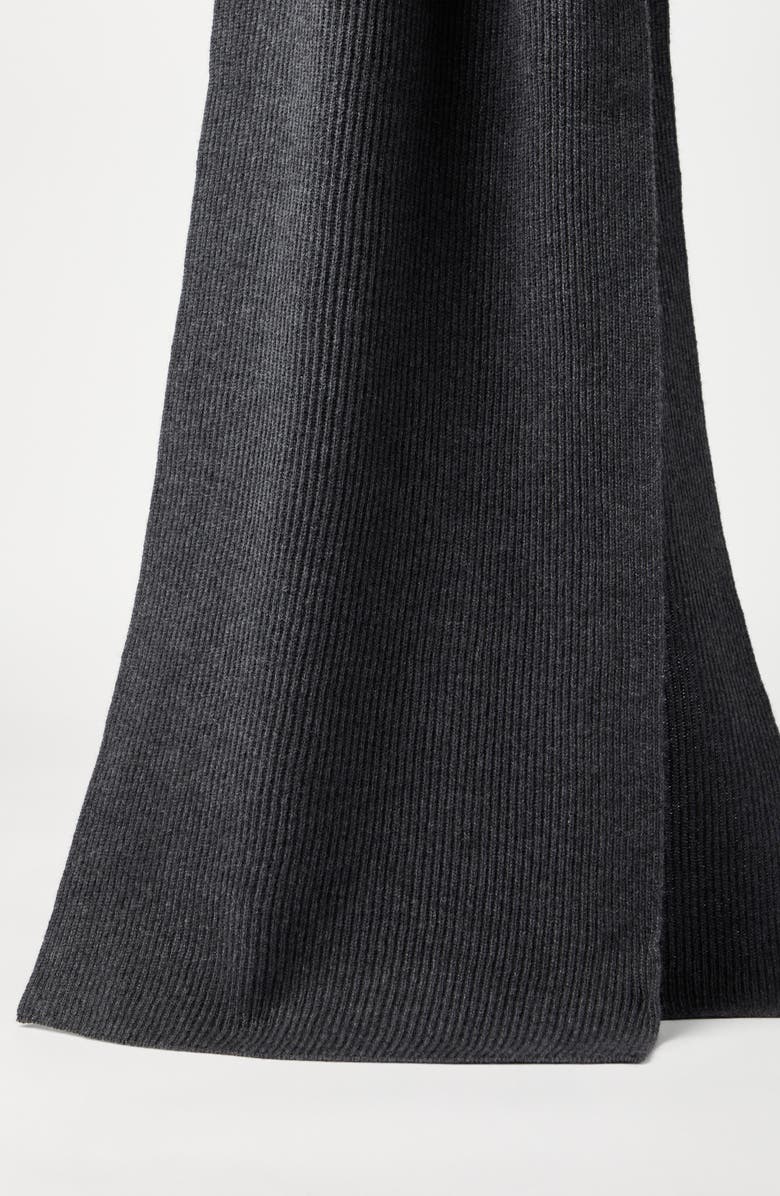 Brunello Cucinelli Cashmere knit scarf, Alternate, color, Lignite Grey