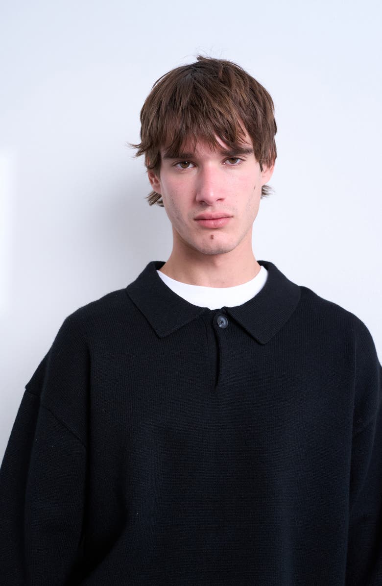 Topman Smart Polo Sweater, Alternate, color, Black