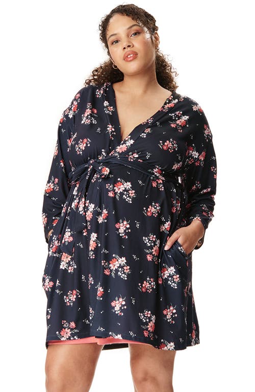 Motherhood Maternity Maternity Robe And Nursing Chemise Sleep Set In Pink