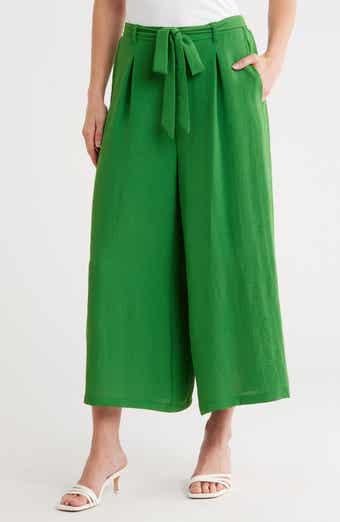 Bobeau Tie Waist Crop Wide Leg Pants