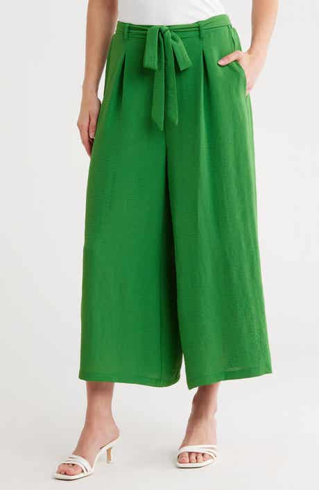 Bobeau Tie Waist Crop Wide Leg Pants