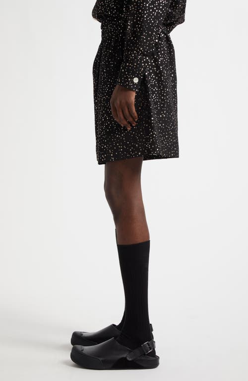 Bode Giltter Dot Faille Shorts In Black Silver
