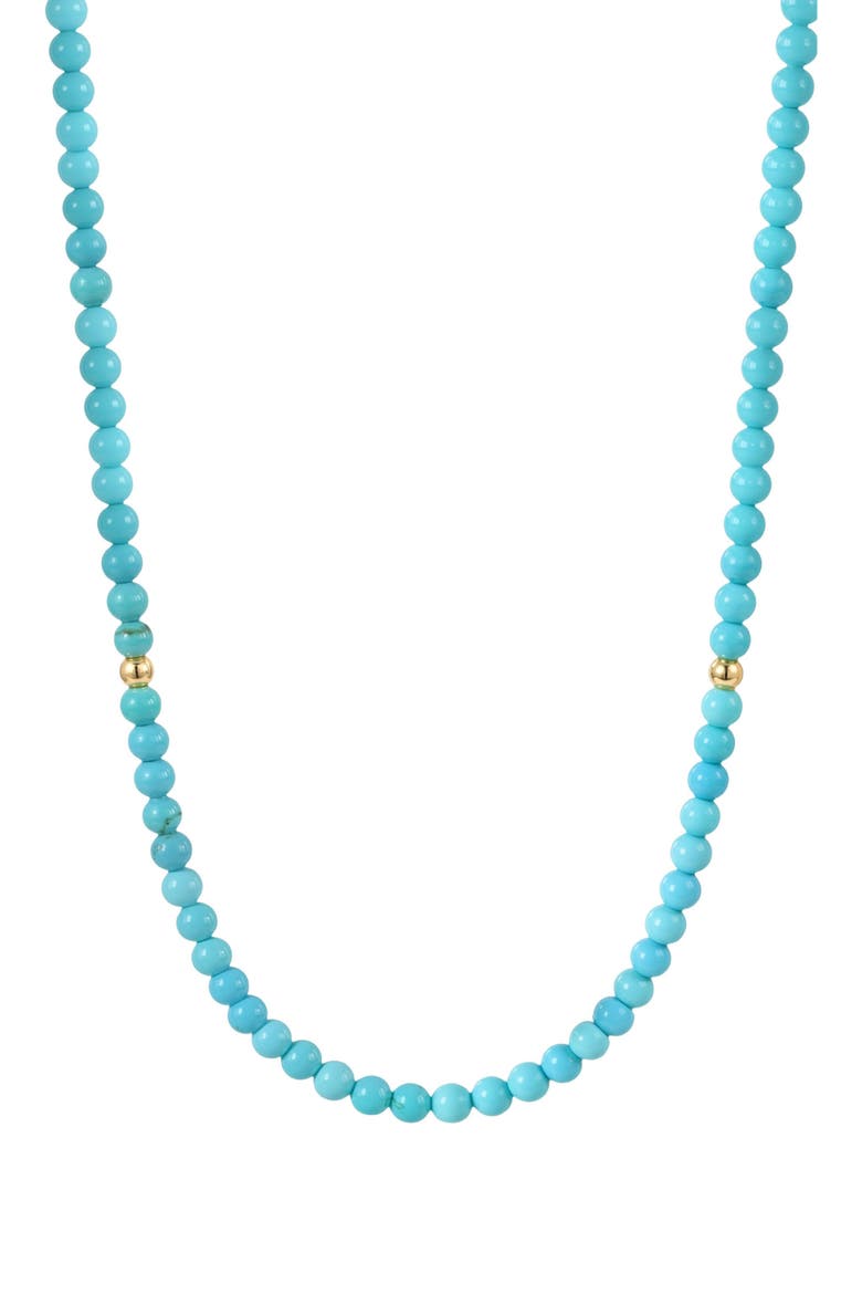 Natural Turquoise Beaded Necklace, Main, color, BLUE/ GOLD