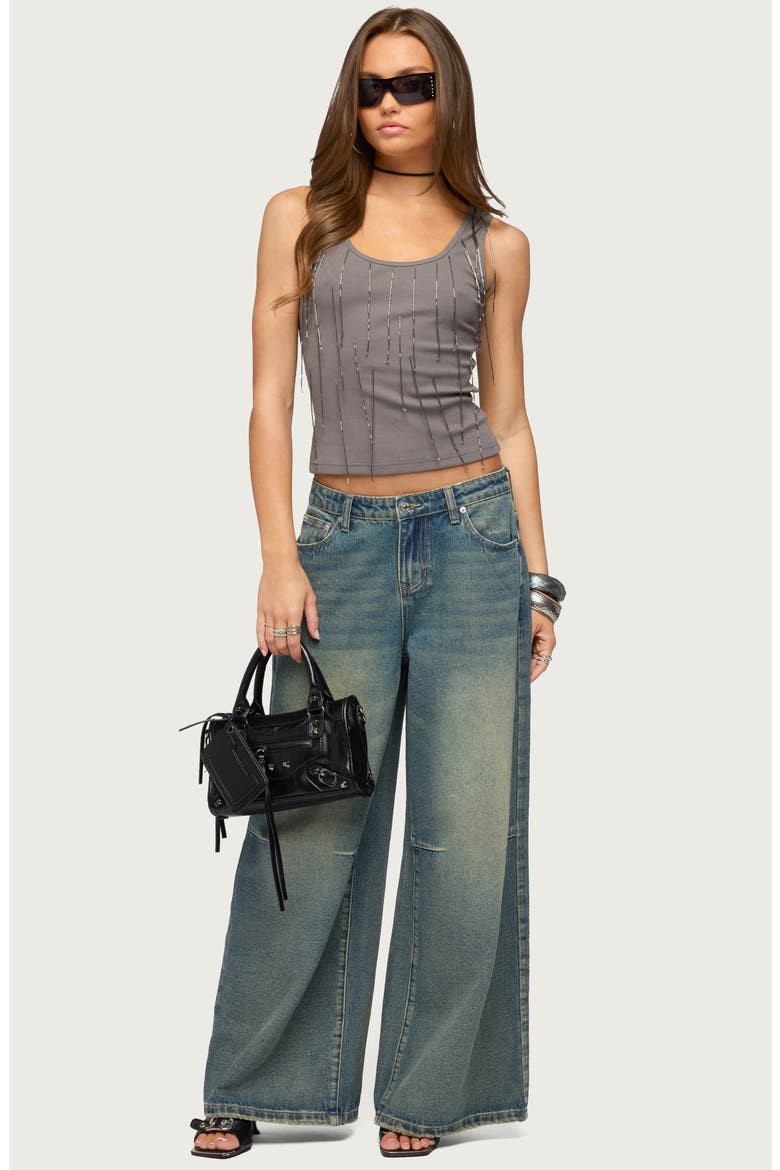 Beaded Fringe Tank, Alternate, color, DARK-GRAY