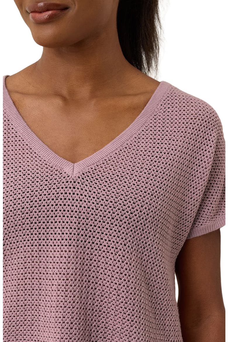 Beachside Linen V-Neck Top Made with Organic Cotton, Alternate, color, Lavender Haze