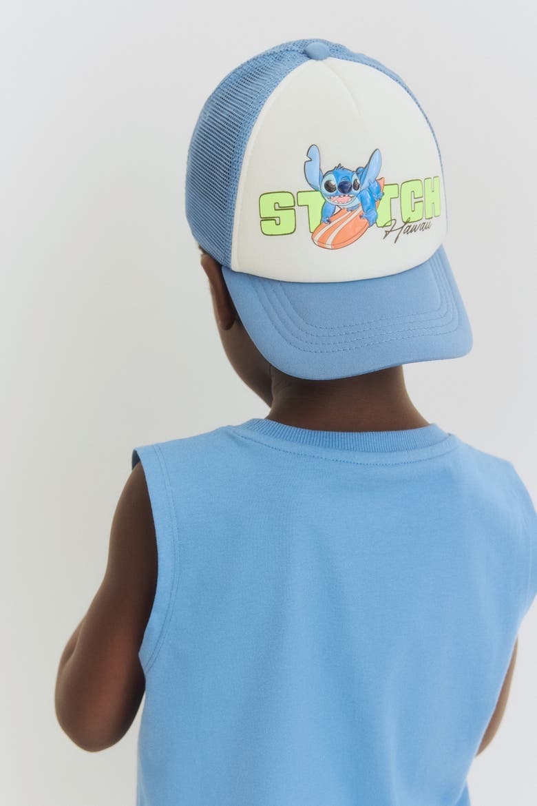 Trucker Cap, Alternate, color, Dusty blue/Lilo & Stitch