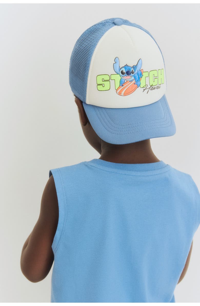 H&M Trucker Cap, Alternate, color, Dusty Blue/Lilo & Stitch