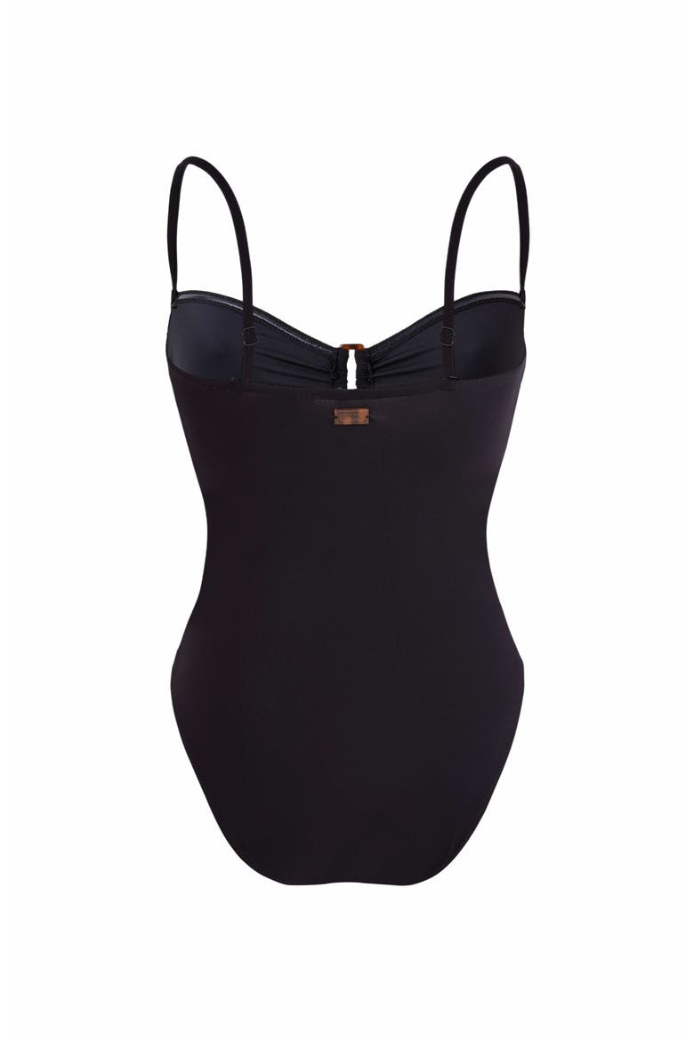 Women's Solid Bandeau One-Piece Swimsuit, Alternate, color, NOIR
