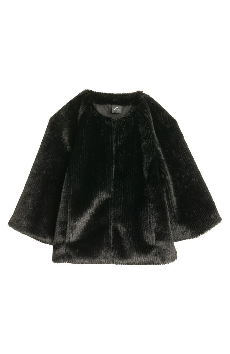Echo Collarless Fur Jacket With Raglan Sleeves, Main, color, Black