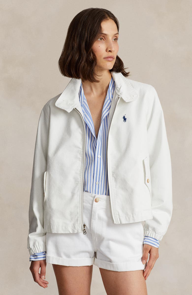 Polo Ralph Lauren Cotton Canvas Zip Jacket, Alternate, color, Deckwash White
