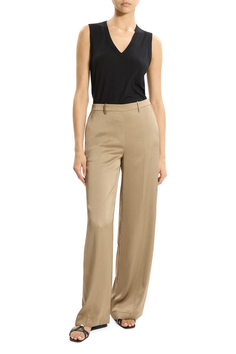 Relaxed Satin Pants, Alternate, color, MOCHA TAUPE