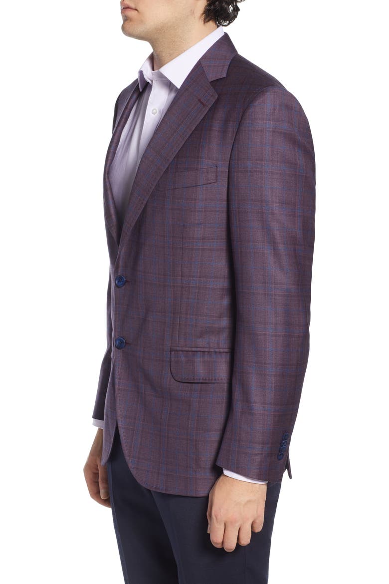 Classic Fit Plaid Wool Sport Coat, Alternate, color, MAROON