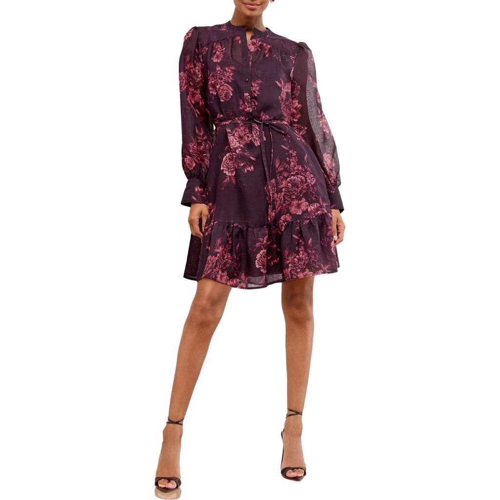 Lipsy Rose Tie Belt Long Sleeve Minidress In Animal Print