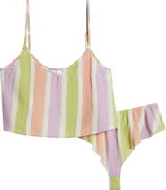 KILO BRAVA Stripe Crop Camisole & Tap Shorts Set