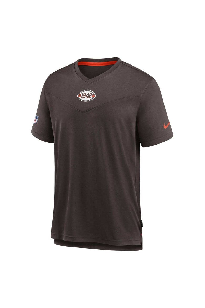 Men's Nike Brown Cleveland Browns Sideline Coaches Vintage Chevron Performance V-Neck T-Shirt, Alternate, color, Brown