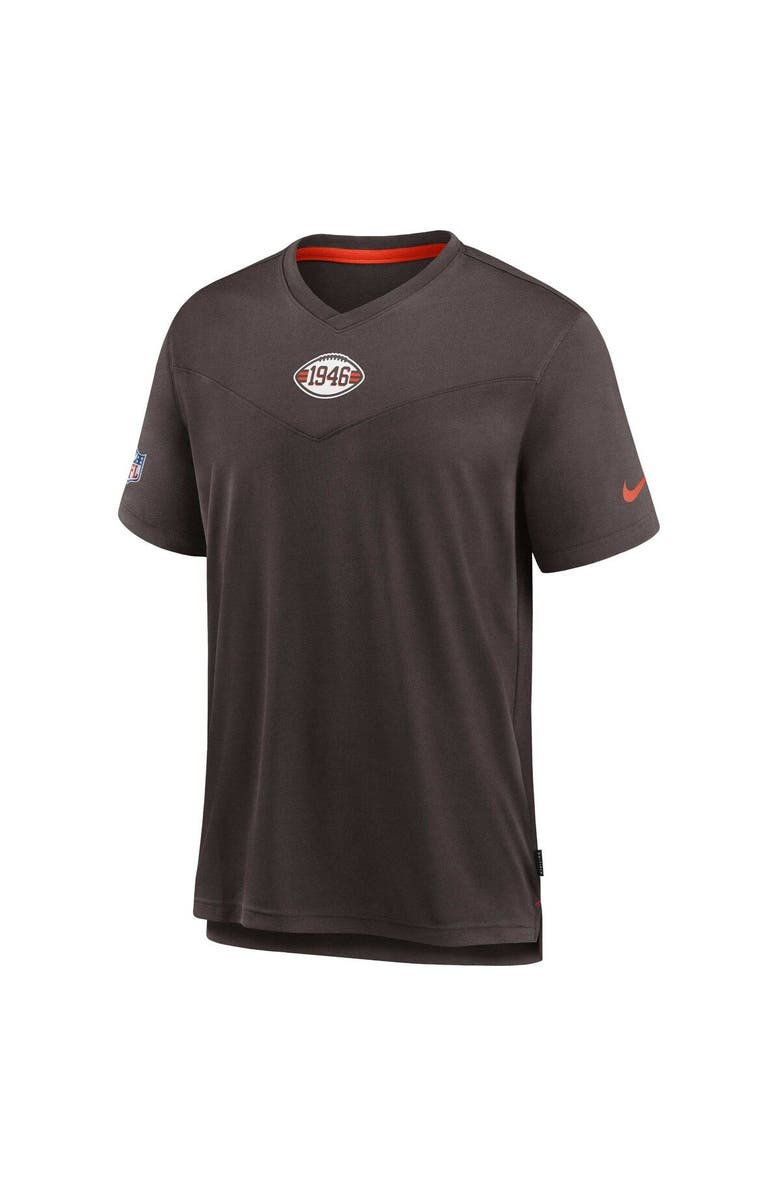 Nike Men's Nike Brown Cleveland Browns Sideline Coaches Vintage Chevron Performance V-Neck T-Shirt, Alternate, color, Brown