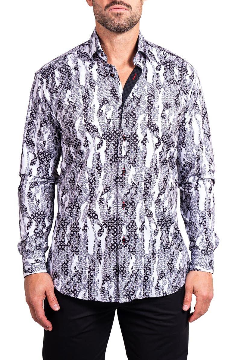 Maceoo Fibonacci Ascension Contemporary Fit Button-Up Shirt, Main, color, White
