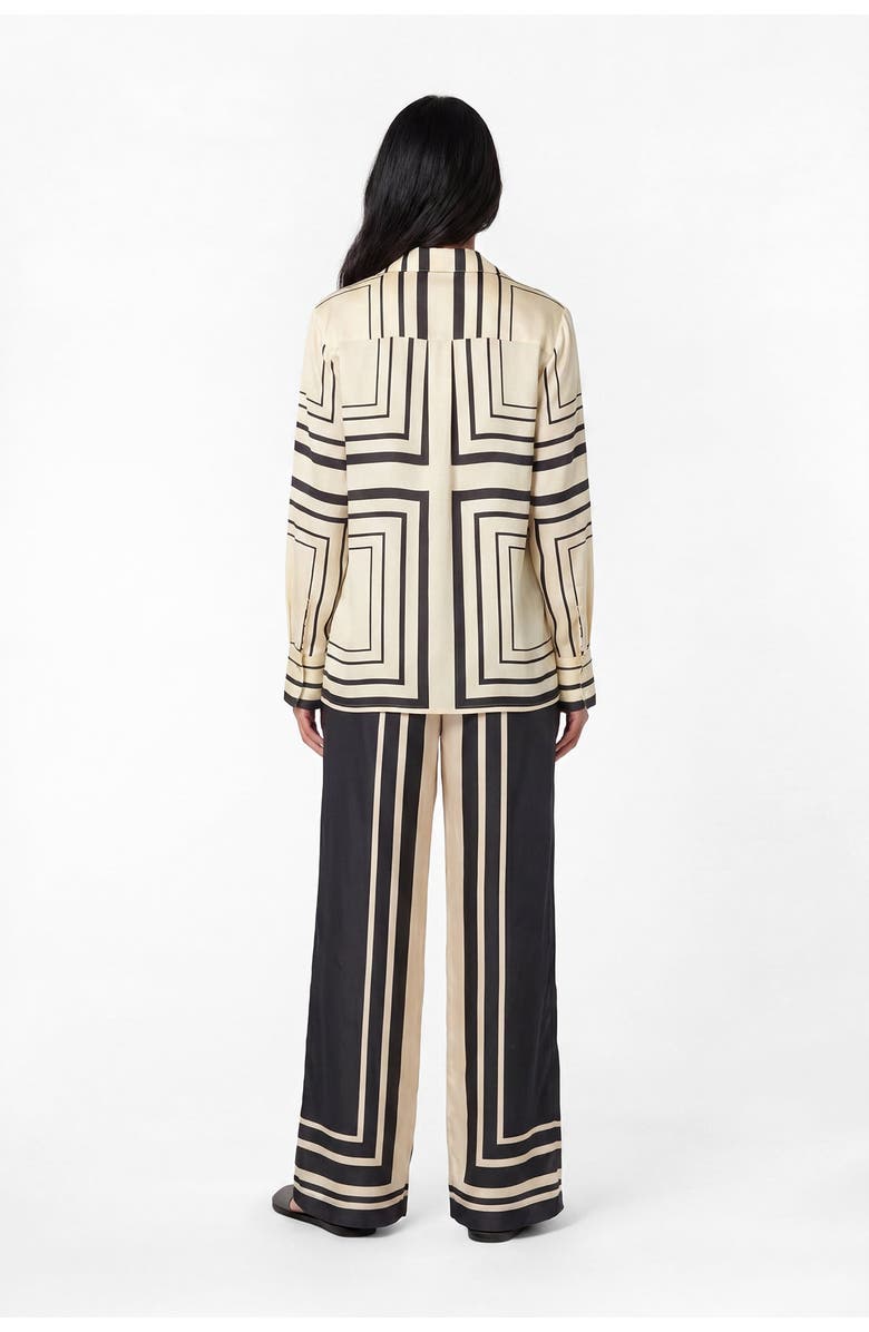 NICHOLAS Iris Shirt, Alternate, color, Ivory  Black Scarf Print