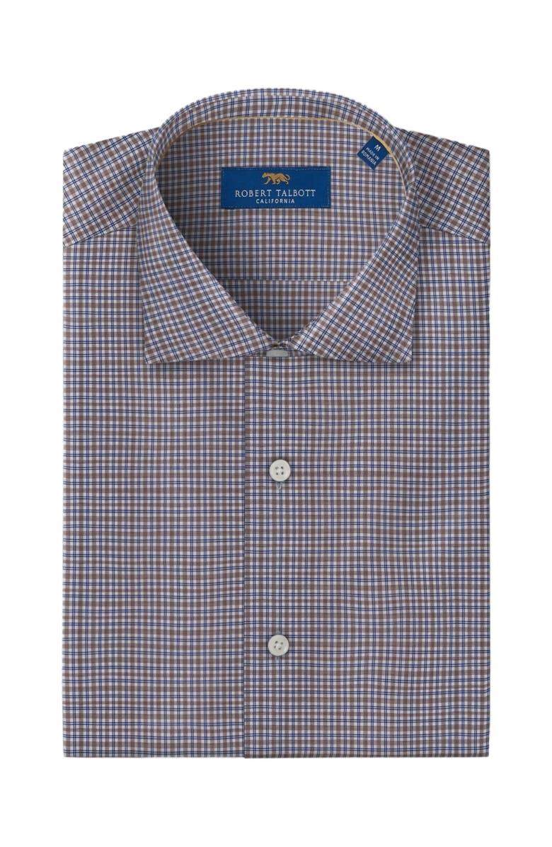 Robert Talbott Reynolds Fine Check Dress Shirt, Main, color, Brown Plaid