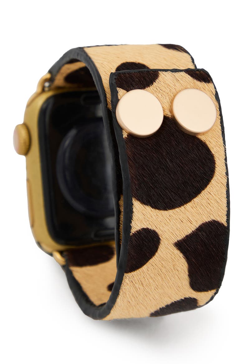 Genuine Calf Hair Apple Watch® Watchband, Alternate, color, CHARCOAL