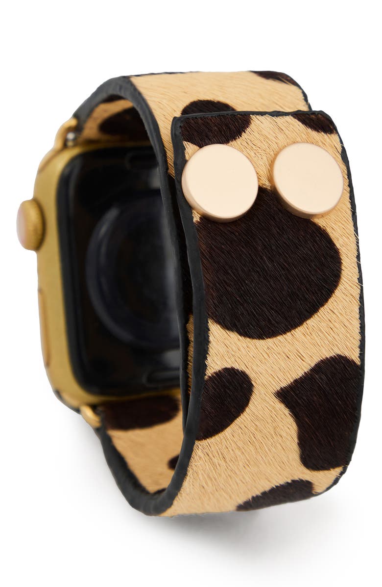 SAACHI Genuine Calf Hair Apple Watch<sup>®</sup> Watchband, Alternate, color, Charcoal