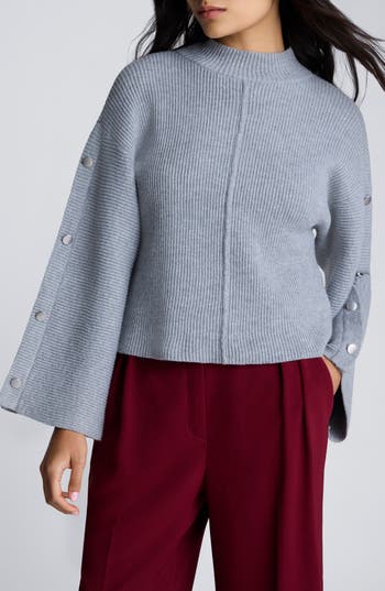 Kenneth Cole Rib Mock Neck Pullover In Gray