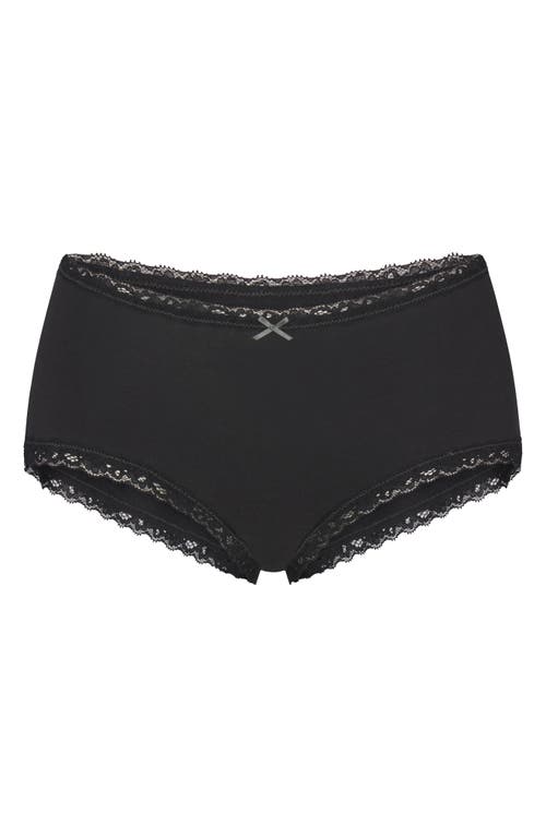 Skims Lightweight Stretch Cotton Lace Briefs In Soot