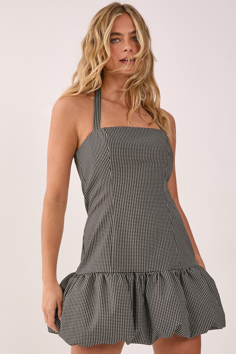Structured Puffball Bandeau Mini Dress, Alternate, color, Mono