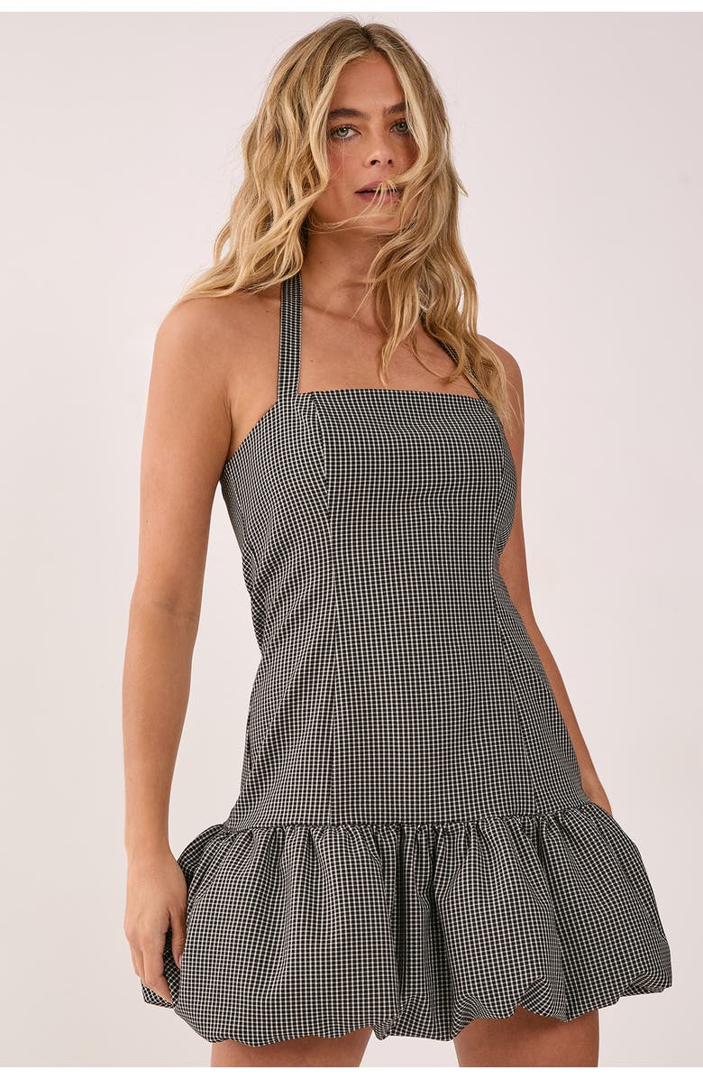 NASTY GAL Structured Puffball Bandeau Mini Dress, Alternate, color, Mono