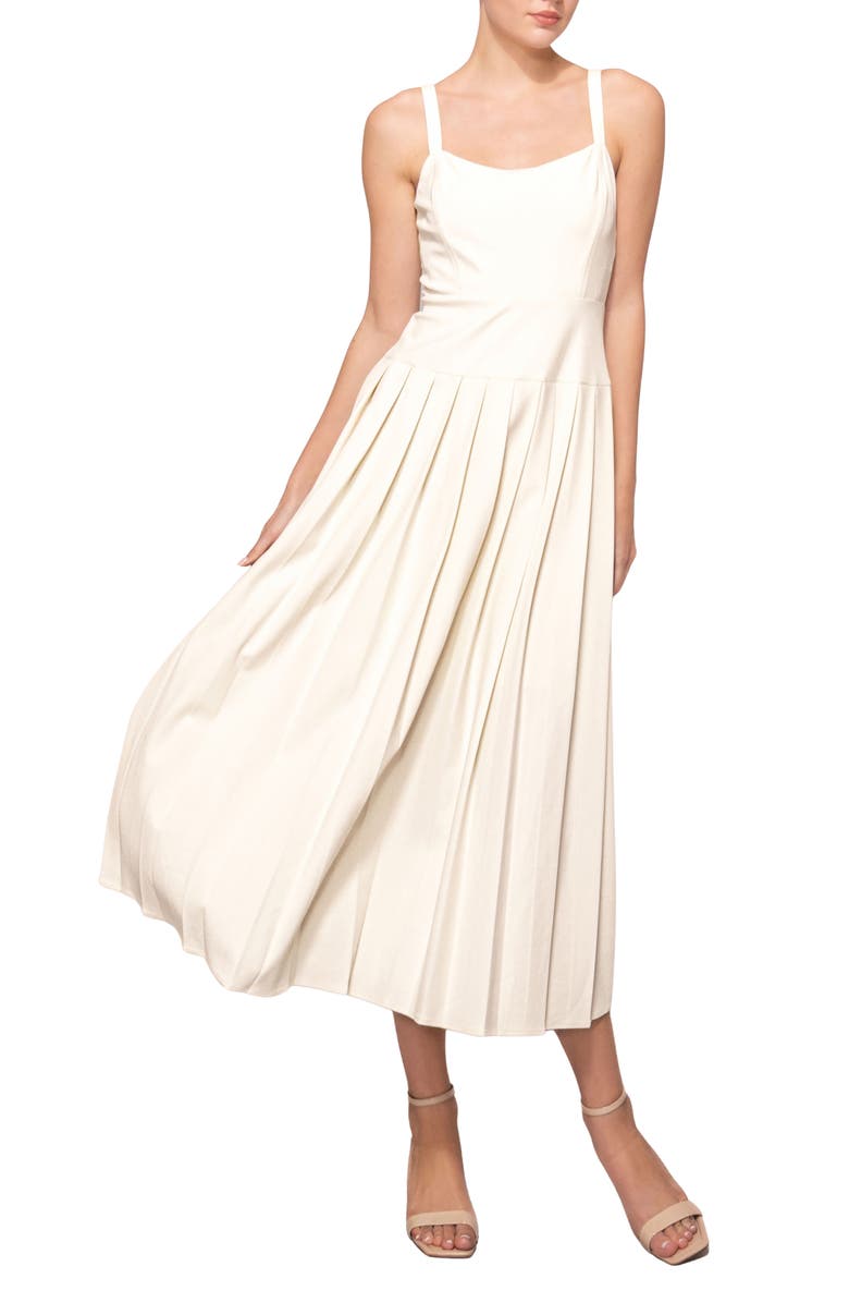 MELLODAY Pleated Sundress, Main, color, Ivory