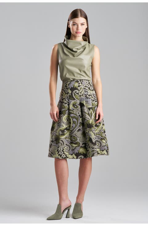 Shinrin Paisly Jacquard Stitched Down Pleat Skirt