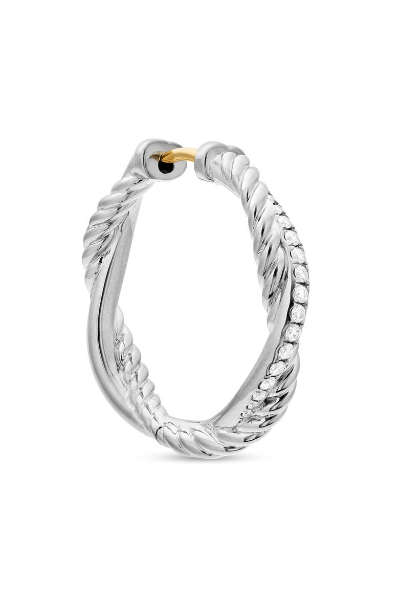 Petite Infinity Hoop Earrings in Sterling Silver with Pavé Diamonds, Alternate, color, STERLING SILVER