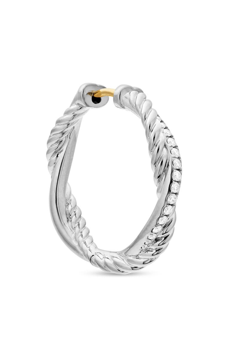 David Yurman Petite Infinity Hoop Earrings in Sterling Silver with Pavé Diamonds, Alternate, color, Sterling Silver