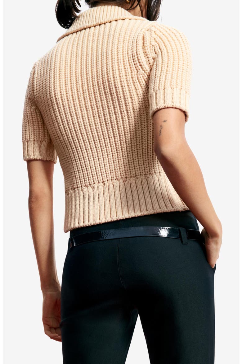 Short Sleeve Cotton Blend Cardigan, Alternate, color, BEIGE