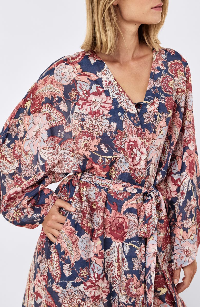 Papinelle Ella Cotton & Silk Robe, Alternate, color, Blue Indigo