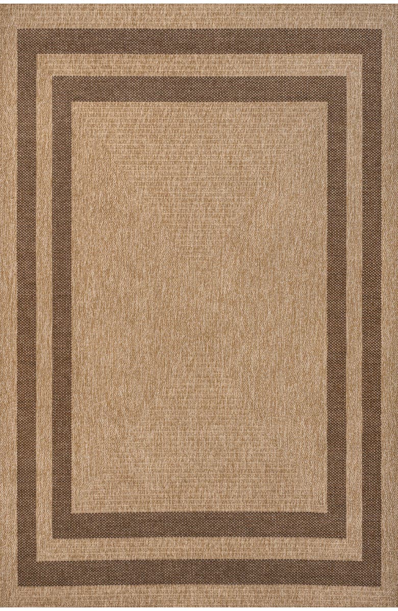 JONATHAN Y Frenzy Easy Jute Minimalist Boho Inset Border Indoor/Outdoor Area Rug, Main, color, Natural/Brown