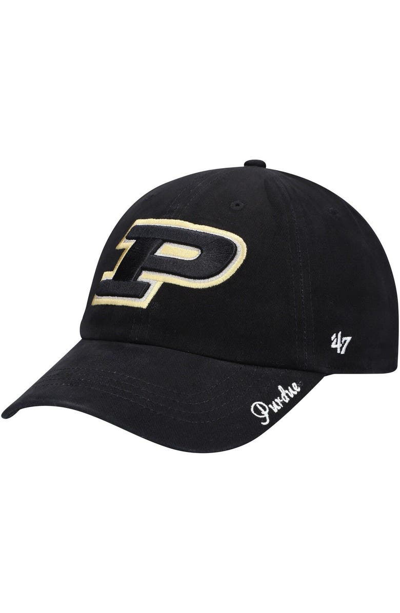 '47 Women's '47 Black Purdue Boilermakers Miata Clean Up Logo Adjustable Hat, Main, color, 